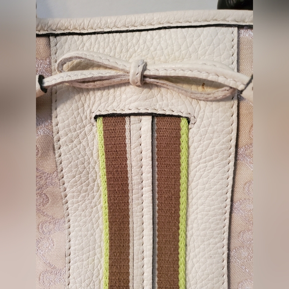 Vintage Anya Hindmarch Signature Striped bucket bag with metal foxhead handles - Picture 3 of 16